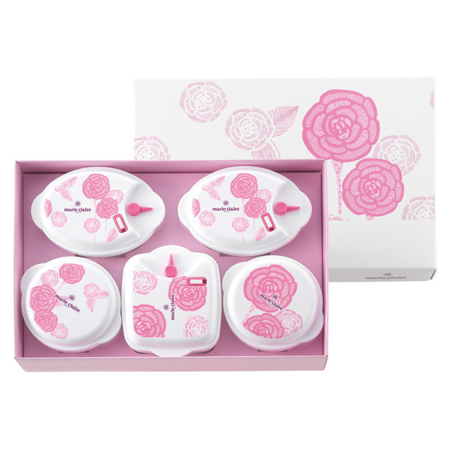 【一括お届け】マリ・クレールローズブルーミング電子レンジ容器5点セット B2074-018