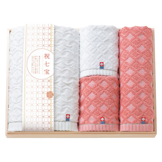 【送料無料】祝七宝タオルセット（国産木箱入） B2130-070