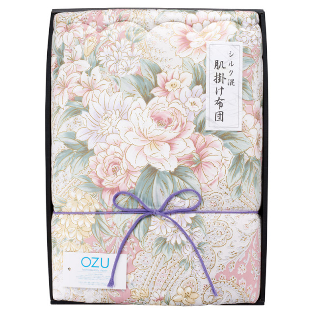 【送料無料】オズシルク混肌掛けふとんピンク B2149-137