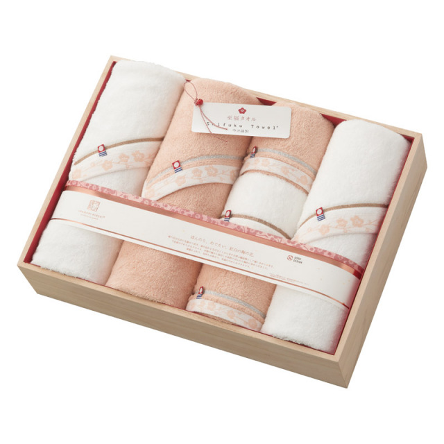 【送料無料】今治謹製至福タオル梅バスタオル3P＆フェイスタオル3P（木箱入） B2155-014