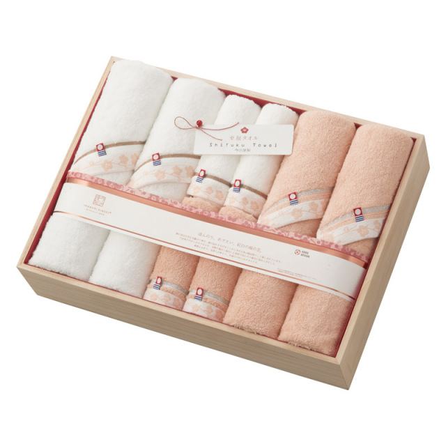 【送料無料】今治謹製至福タオル梅バスタオル4P＆フェイスタオル4P（木箱入） B2155-028