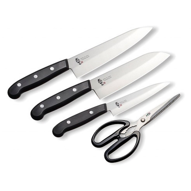 【送料無料】燕三ステンレス包丁＆キッチンハサミ4点セット B2159-058