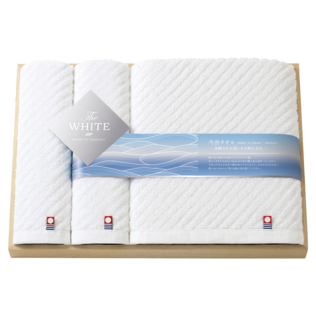 【送料無料】今治ザ ホワイト日本製 バスタオル＆フェイスタオル2P（木箱入） L1018-064