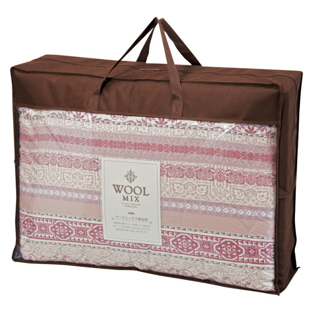 【送料無料】ウールミックスウール混肌ふとん（羊毛50％）ローズ L1046-046