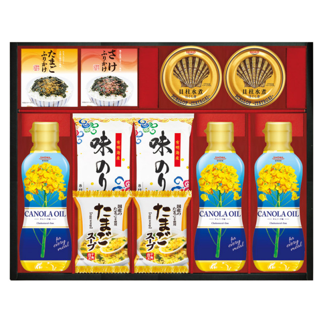 【送料無料】SHOWAキャノーラ油＆のり・たまごスープ詰合せ L1060-069