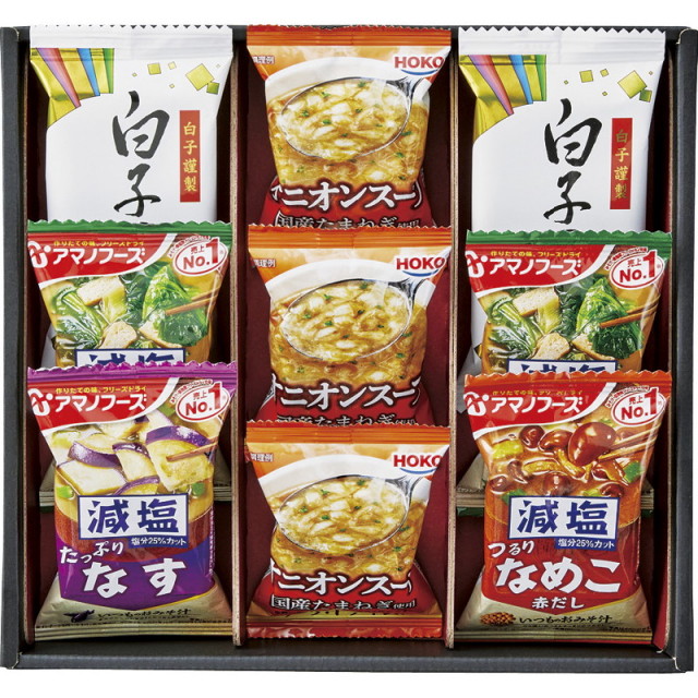 【一括お届け】アマノフーズおみそ汁・オニオンスープ・白子のり L9082-570