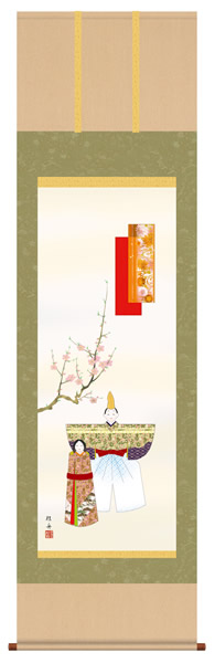 掛け軸 立雛 長江桂舟 尺五