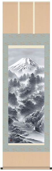 掛軸 (掛け軸) 山河憧憬 伊藤渓山 尺五あんどん 約横54.5×縦