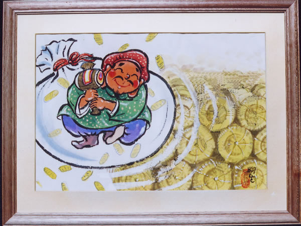 七福神 額絵 堀内嗣生 七福神・三輪山・来迎図/額/ 堀内嗣生 （小）