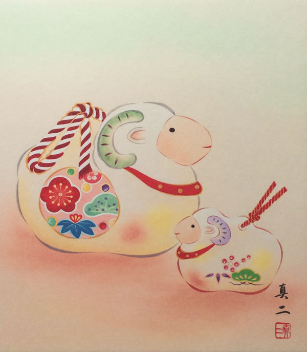 掛け軸 吉祥双鶏図 打田洋美 尺三 【通販】