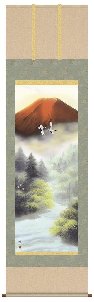 掛け軸 赤富士 浮田秋水