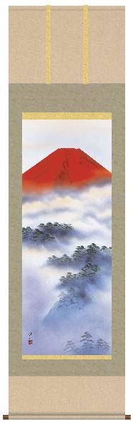 掛け軸 赤富士 伊藤渓山