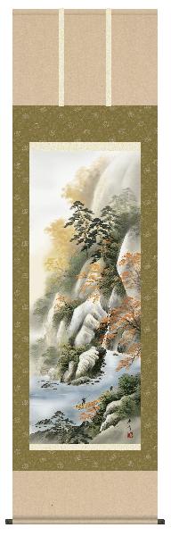 掛け軸 紅葉山景 小林秀峰