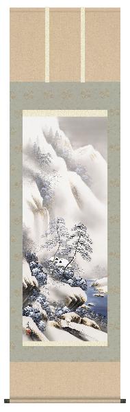掛け軸 雪景幽谷 小林秀峰