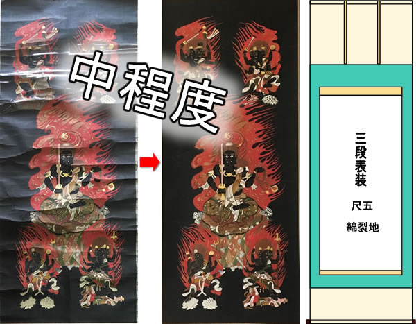 三幅対　掛け軸　巻物 Amazon｜掛け軸 絹本掛軸 [厚德載物]茶掛け 肉筆 手書き 書道