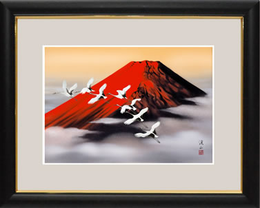 にしじまやすお「昇龍」切り絵 共シール 額装 切絵 感謝清水卯一 J 額