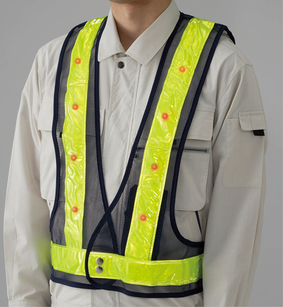 379-644 ＬＥＤ反射ベスト紺（赤ＬＥＤ）