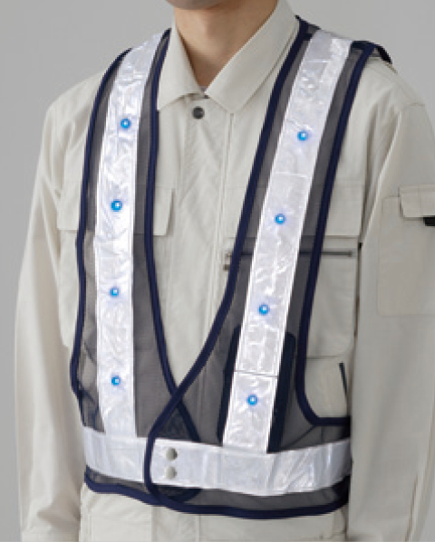 379-65A ＬＥＤ反射ベスト紺（青ＬＥＤ）