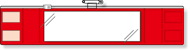 848-42Ａ ファスナー付腕章（安全ピンタイプ） 赤