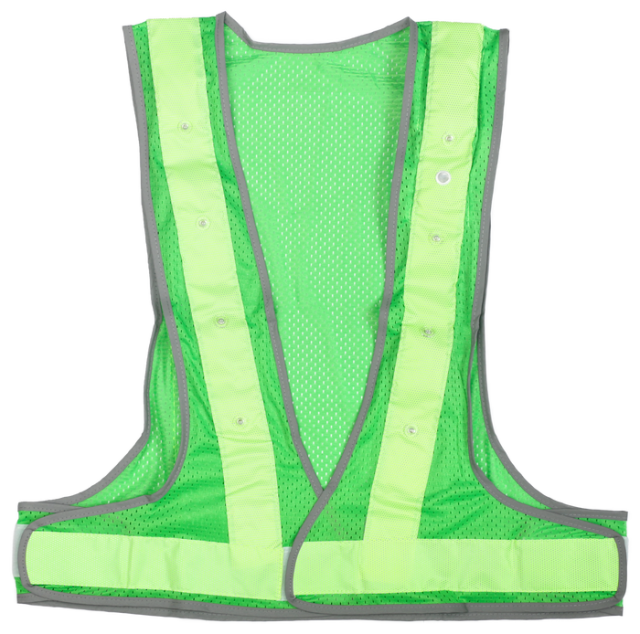LEDオールシーズンメッシュベスト「光輝」 グリーン メッシュ / ライムグリーン 反射材 / 赤 LED