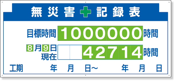 313-22A 安全掲示板パーツ２　無災害記録表数字板付
