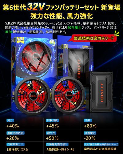 空調服ファンバッテリー　32V ベストサイズL カラーブルー系 楽天市場】【フルセット】 空調ベスト 電動 ファン付き 14.8V