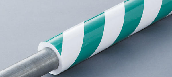 374-69A パイプカバー　緑白　単管用６９φ×１ｍ