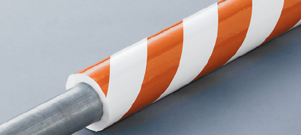 374-710 パイプカバー 赤白 単管用６９φ×１ｍ