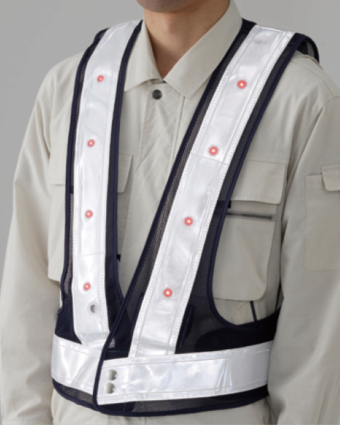 379-54A ＬＥＤ反射ベスト紺（赤ＬＥＤ）