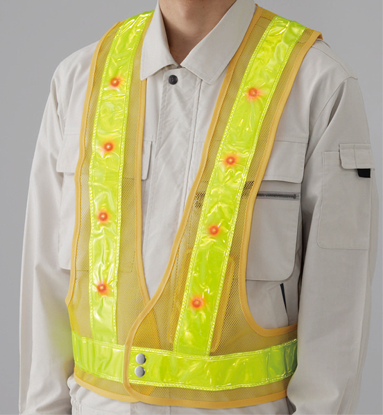 多機能LEDベスト 多機能LEDベスト-KW-BL (メッシュ部：紺・反射部：白・