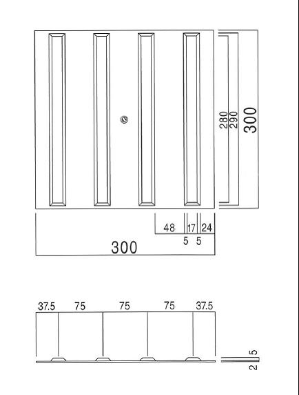 つくし工房 点字タイル 5583 300角×ライン 屋内用