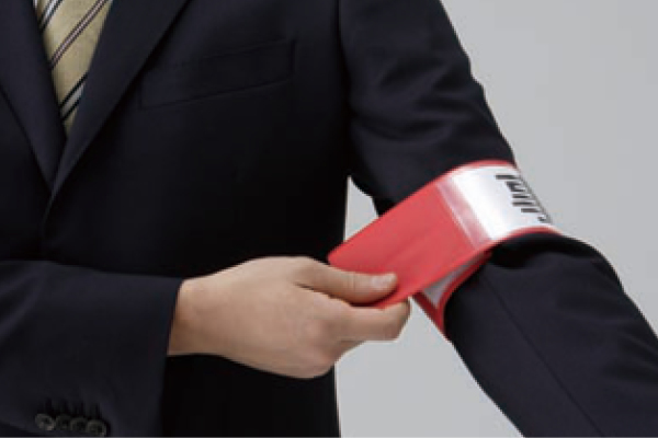 ルルさん専用【■房総～ROUTE 127～■赤腕章×黒文字 】 工事資材コム｜848-64 差込式ワンタッチ腕章 赤