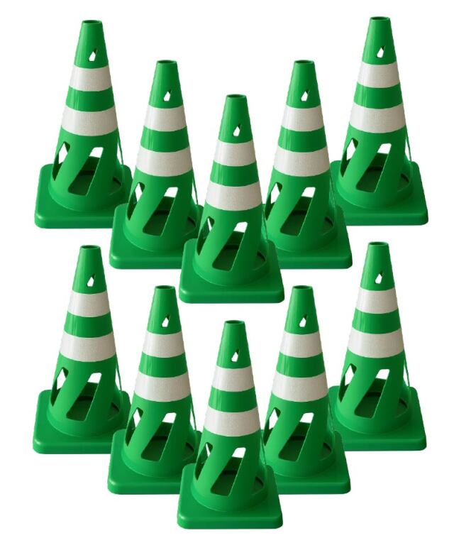 【法人・個人事業主様限定】セーフティホールコーンセット 穴あきコーン 緑 10本セット 806407-02GRWH-10