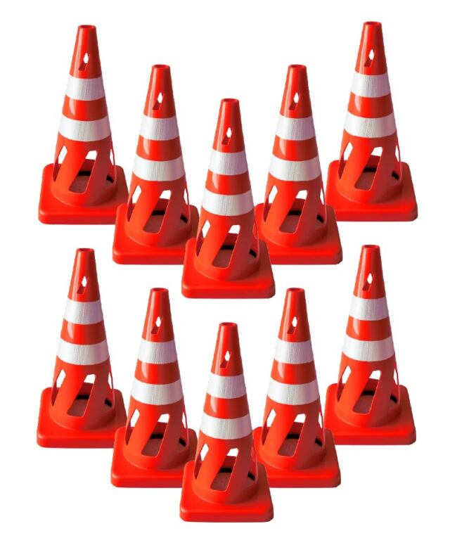 【法人・個人事業主様限定】セーフティホールコーンセット 穴あきコーン 赤 10本セット 806407-02REWH-10