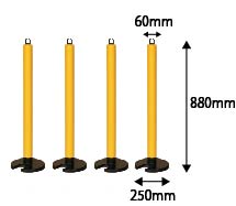 やわらかゴムポール 黄 80cm （4個セット）