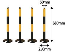 カーボーイ やわらかゴムポール 80cm (黄/黒) 4本セット