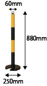 カーボーイ やわらかゴムポール 80cm (黄/黒)