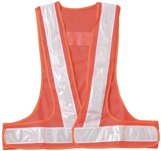 工事資材コム｜超高輝度赤色LEDベスト 60mm幅テープ 橙 メッシュ / 白