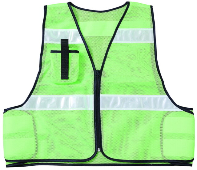 防犯パトロールベスト 緑 メッシュ / 白 反射材（文字なし）