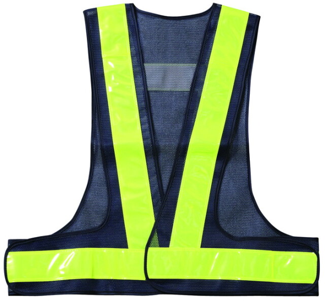 高輝度マイクロプリズム反射ベスト 60mm幅テープ 紺 メッシュ / ライムイエロー 反射材