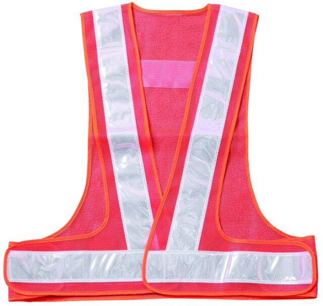 高輝度マイクロプリズム反射ベスト 60mm幅テープ 橙 メッシュ / 白 反射材