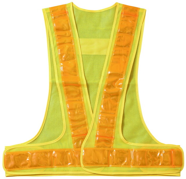 高輝度マイクロプリズム反射ベスト 60mm幅テープ 黄 メッシュ / 黄 反射材