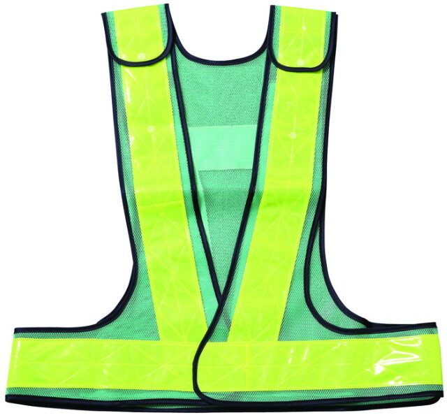 サイズ調整型安全ベスト 70mm幅 緑 メッシュ / ライムイエロー 反射材