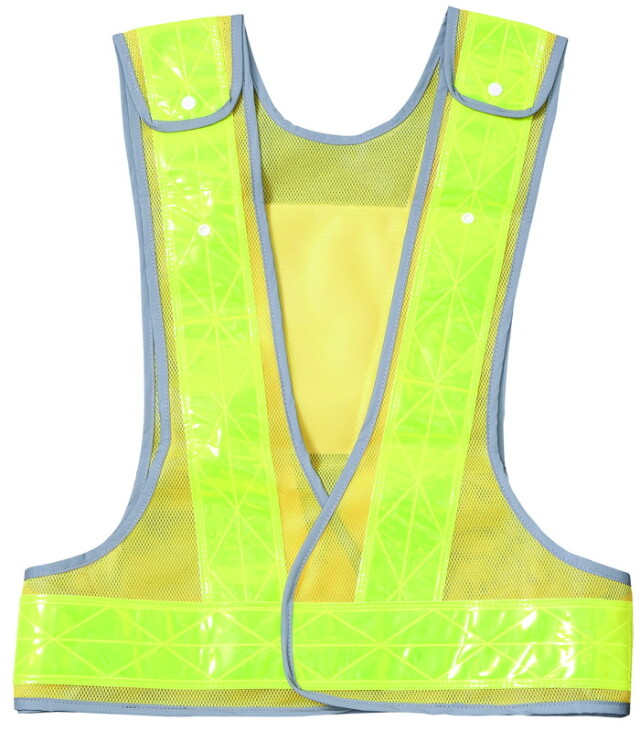 サイズ調整型安全ベスト 70mm幅 台形シート付 黄 メッシュ / ライムイエロー 反射材