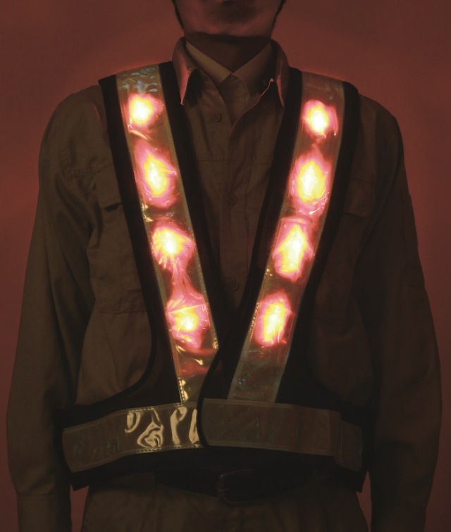 工事資材コム｜超高輝度赤色LEDベスト 60mm幅テープ 橙 メッシュ / 白