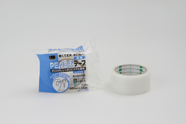 PEクロス包装用 ♯411N 透明/クリーム 50mm巾×25M 30巻入り