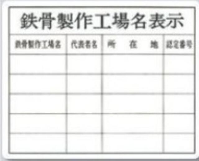 SCボード法定表示板「鉄骨製作工場名表示」 tks-116-f