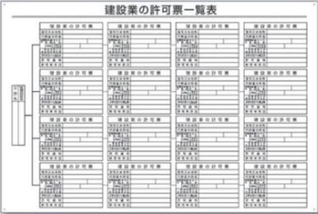 建設業の許可票一覧表 tks-211