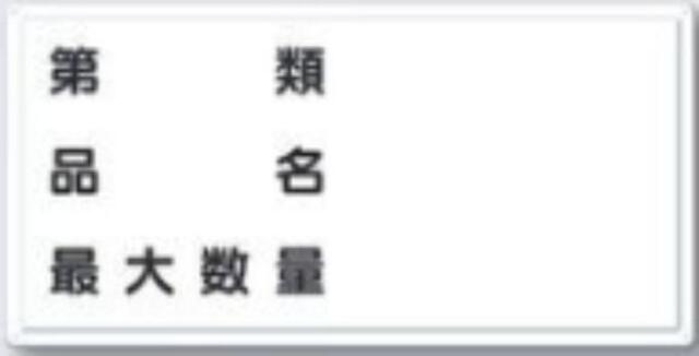 消防標識「第　類　品名　最大数量」 tks-fd-7y