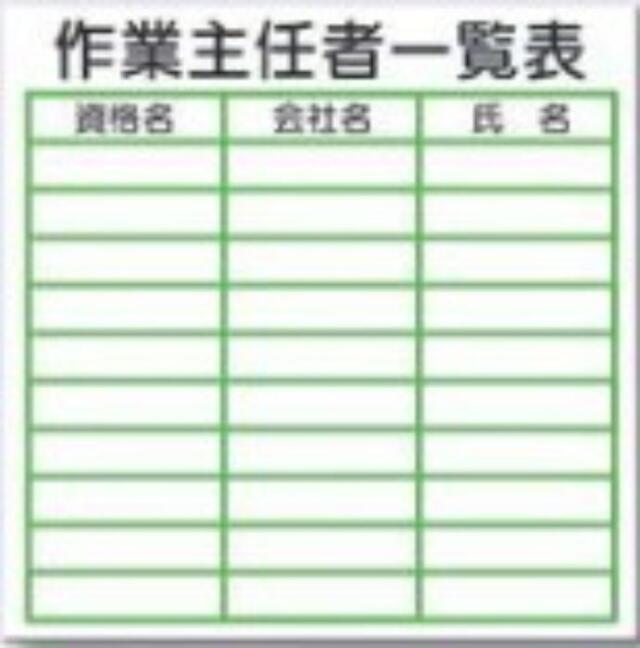作業主任者一覧表 tks-kg-215